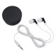 Earbuds in Round Plastic Case