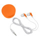 Earbuds in Round Plastic Case