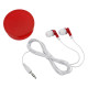 Earbuds in Round Plastic Case