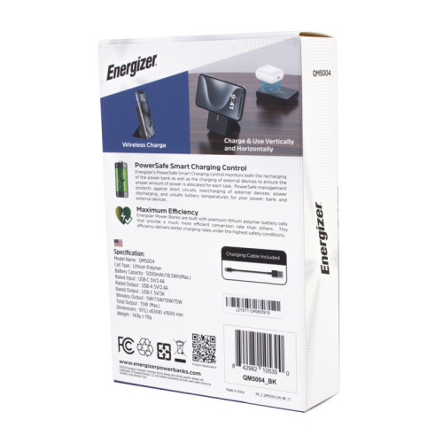 5,000 mAh Energizer® Mag-N-Kick™ Wireless Charger Power Bank and Phone Stand 5,000 mAh Energizer® Mag-N-Kick™ Wireless Charger Power Bank and Phone Stand