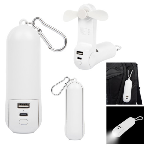 Rechargeable Power Bank with Fan & Flashlight