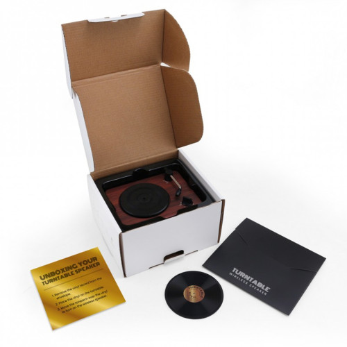 Turntable Wireless Speaker with Custom Record Envelope Turntable Wireless Speaker with Custom Record Envelope