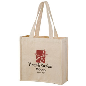 Heavyweight Cotton Tote Bag with 2 Bottle Holders