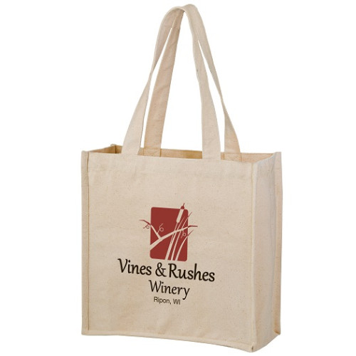 Heavyweight Cotton Tote Bag with 2 Bottle Holders